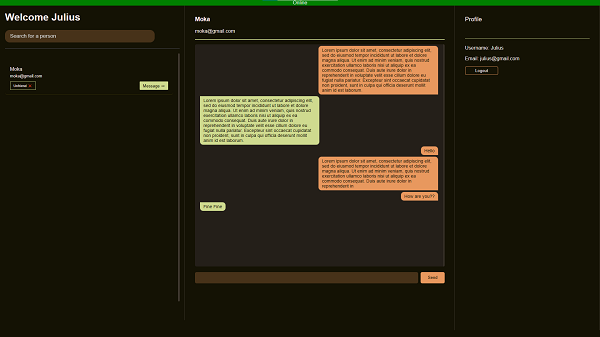 Web-based real-time chat application interface
