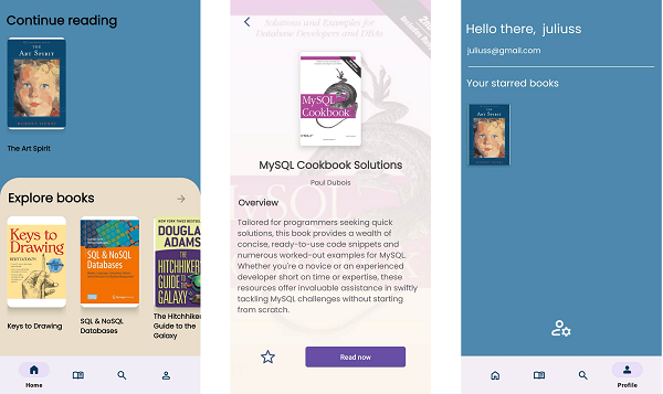 Android electronic library application interface